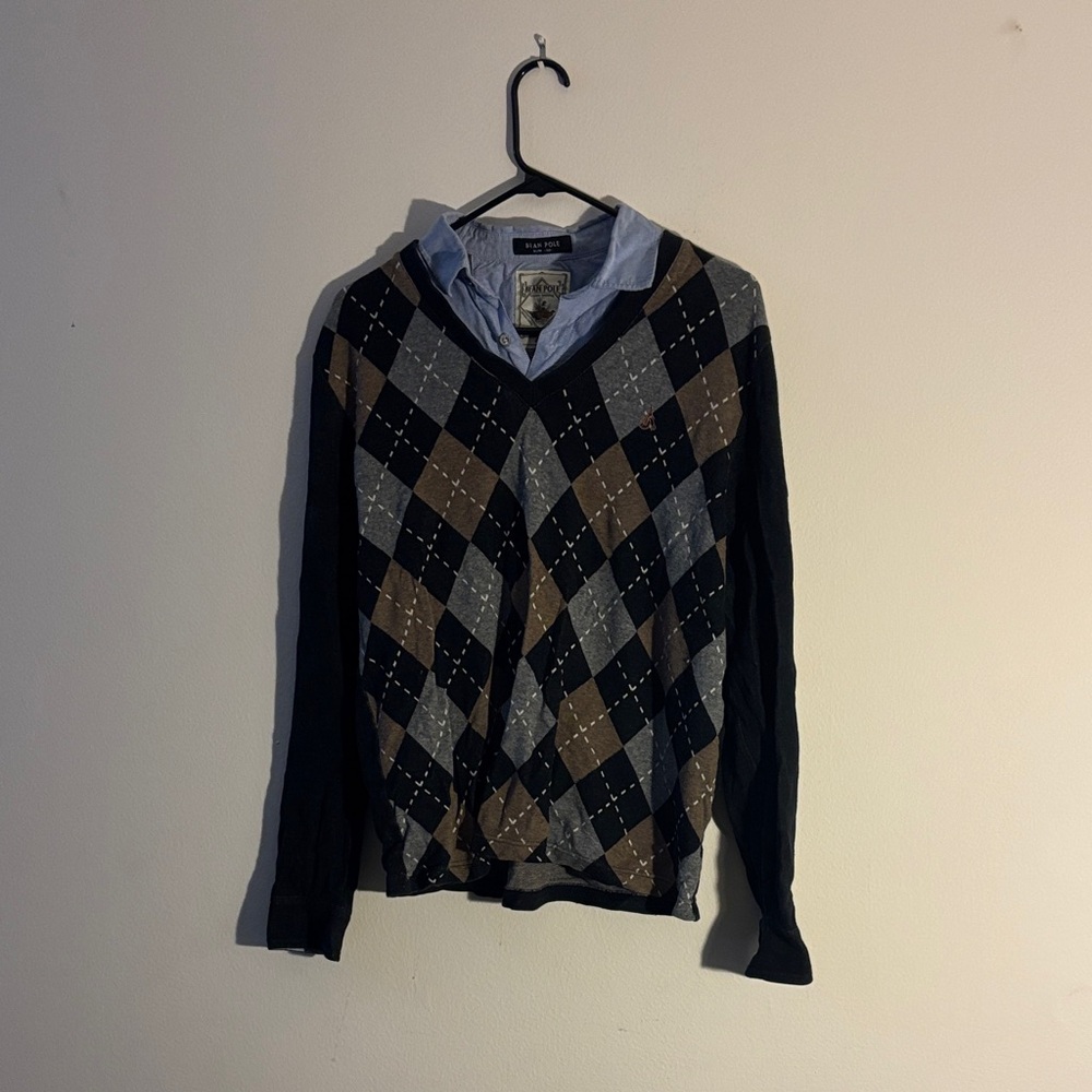 Classic Men's Dress Shirt/Sweater - Black, Gray, and Brown